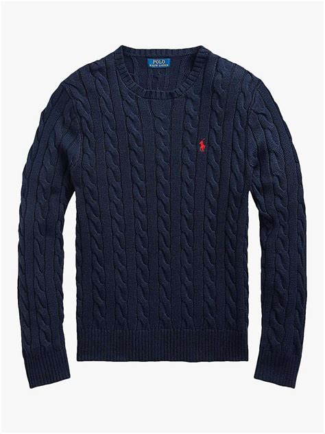 Polo Ralph Lauren Cotton Cable Knit Jumper Hunter Navy At John Lewis