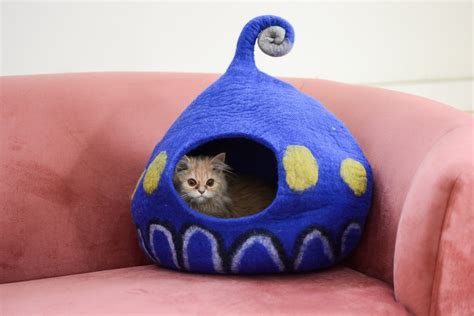 Handmade Cat Bed Unique Design Felted Cat House Woolen Pet House Wool