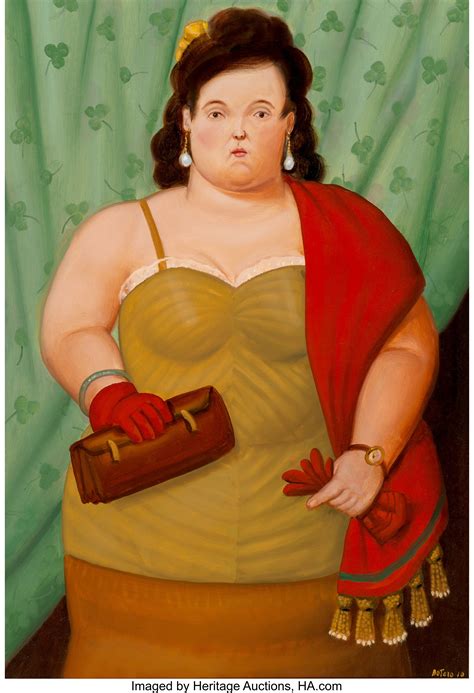 Fernando Botero B 1932 Woman With Her Purse 2010 Oil On Lot