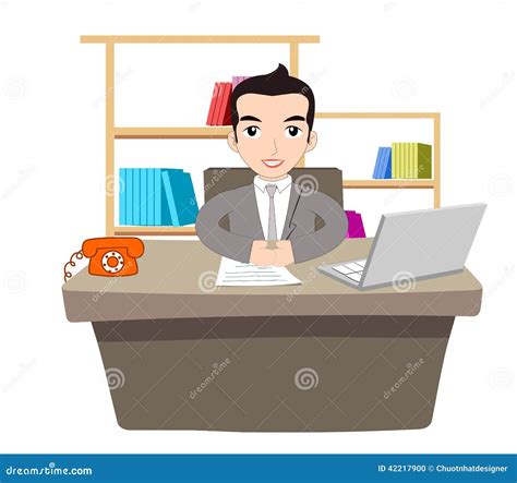 Hombre De Negocios Que Trabaja En La Oficina Ilustración Del Vector