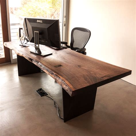 Live Edge Computer Desk In 2020 Cheap Office Furniture Slab Desk