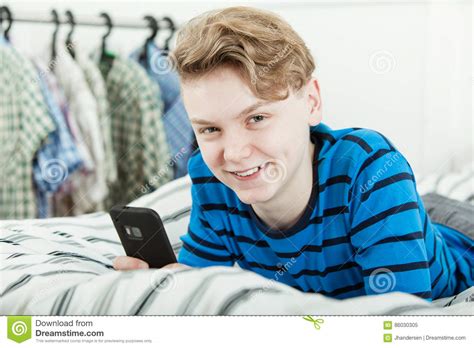 Happy Friendly Young Teenage Boy Relaxing At Home Stock Image Image
