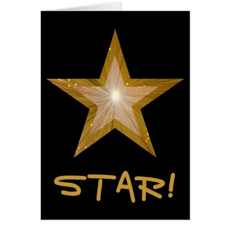 Gold Star Star Thank You Card Black Vertical Uk