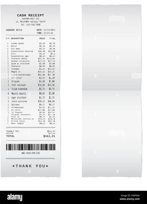 Template Of A Shop Receipt Mockup Of A Check From Mall Stock Vector