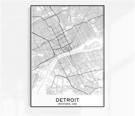 Detroit Map Print City Map Prints Detroit Map City Maps Etsy