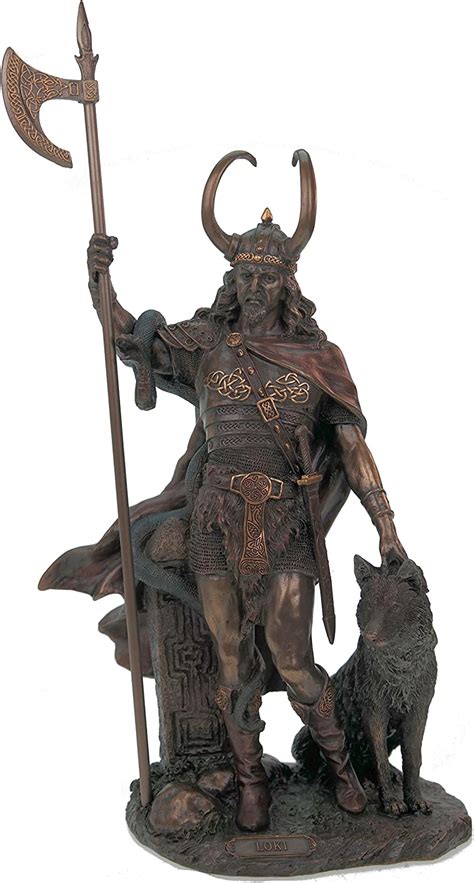 Loki Veronese Germanic God Of Evil With Fenris Wolf Bronzed Figurine