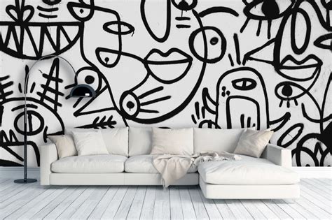 Black And White Graffiti Art Wall Mural Walls4u In 2020 Black And