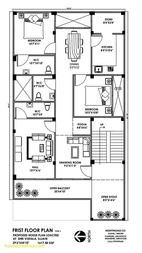 30x50 3BHK House Plan 1500sqft | Little house plans, 20x30 house plans