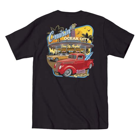 2016 Cruisin Official Classic Car Show Event T Shirt Black Ocean City Events Apparel