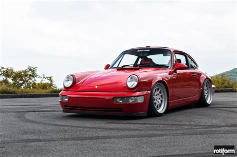 Striking Looks Of Red Porsche 964 On Multi Piece Rotiform Rims — Carid