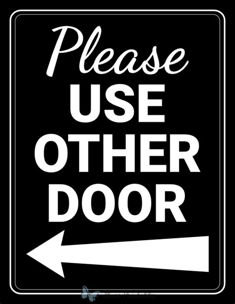 Printable Please Use Other Door Left Arrow Sign