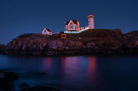 Nubble At Night Down East Maine Travel Maine Photography Maine