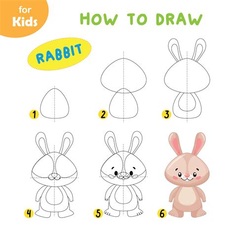 How To Draw A Cute Rabbit Step By Step Drawing For Children Learning