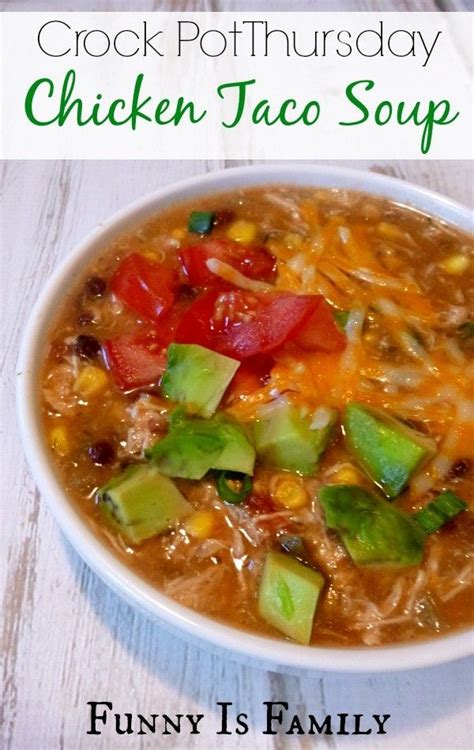 Cook on low for 6 to 8 hours or on high 3 to 4 hours. Crock Pot Chicken Taco Soup | Chicken taco soup, Chicken tacos crockpot, Crockpot chicken taco soup