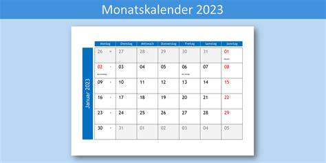 Monatskalender 2023 Mit Kalenderwochen Und Feiertagen
