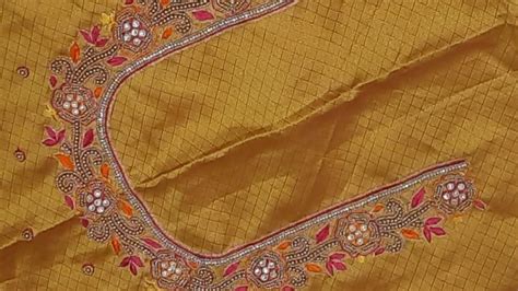 Golden Colour Aari Work Blouse Lishu Bridal Blouses Youtube