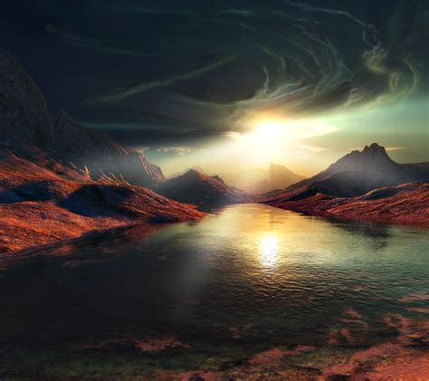 Online Crop Body Of Water And Mountains Painting Artwork Hd