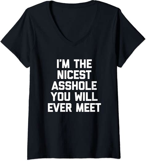Womens Im The Nicest Asshole You Will Ever Meet T Shirt Funny Cool V Neck T Shirt