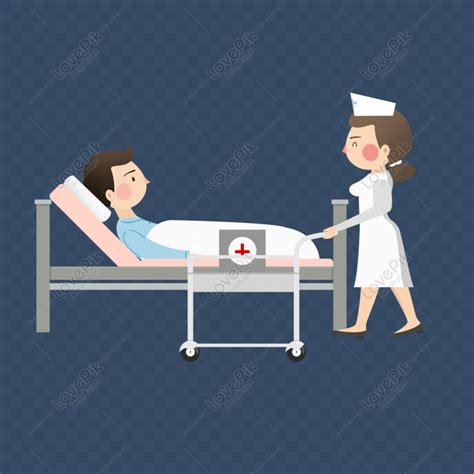 Gambar Elemen Kartun Perawat Perawatan Samping Tempat Tidur Png