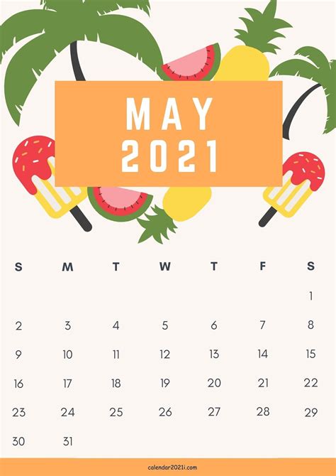 Cute May 2021 Calendar Design Template Free Download Calendar Design