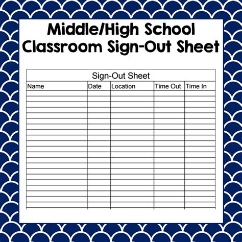 School Sign Out Sheet
