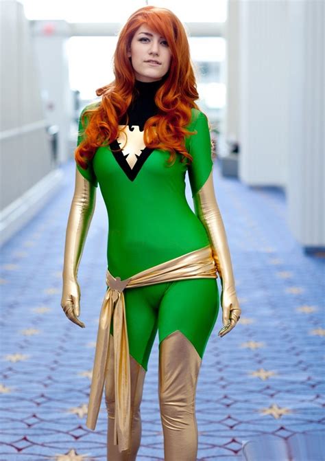 Sup129 X Men Jean Grey Phoenix Green And Gold Lycra Shiny Female Superhero Costume Cosplay