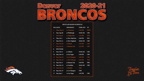 Denver broncos preseason games and kickoff times. 2020-2021 Denver Broncos Wallpaper Schedule