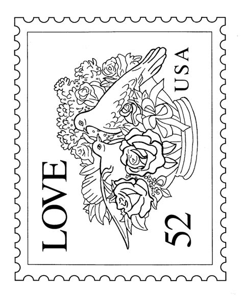 Love Doves Stamp Coloring Pages Pattern Coloring Pages Adult Coloring