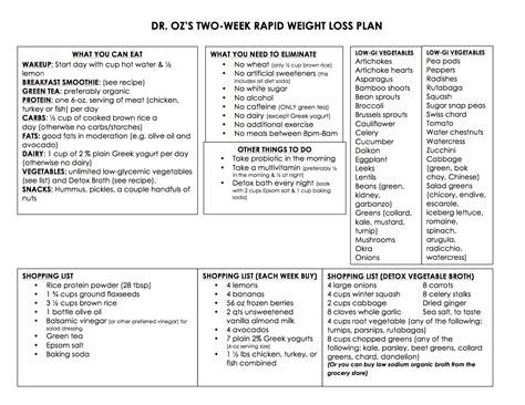 Dr Oz 2 Week Diet Plan Printable Printable Diet Plan