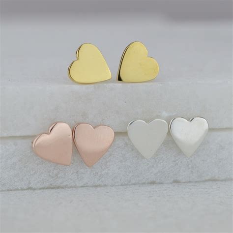 Rose Gold Plated Heart Stud Earrings Heart Earrings Studs Stud