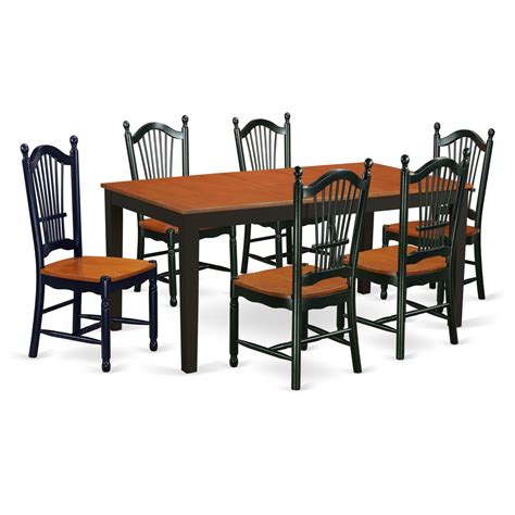 East West Furniture Nicoli 7 Piece Rectangle Extending Dining Table Set