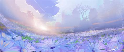 Flower Garden By Closz On Deviantart Anime Flower Flower Garden Sky