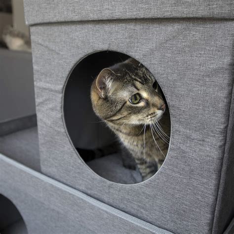 Kitty City Large Stackable Grey Condo Cat Cube Cat House Pop Up Bed