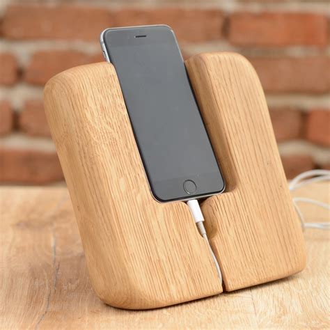 Da Oak Wood Square Smart Phone Stand Doc Artisan Touch Of Modern
