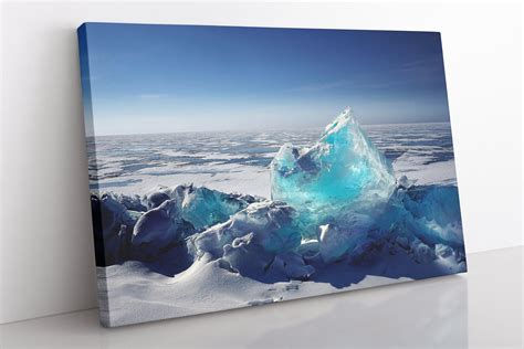 Iceberg Abstract Art Canvas Wall Art Large Framed Arctic Etsy Uk