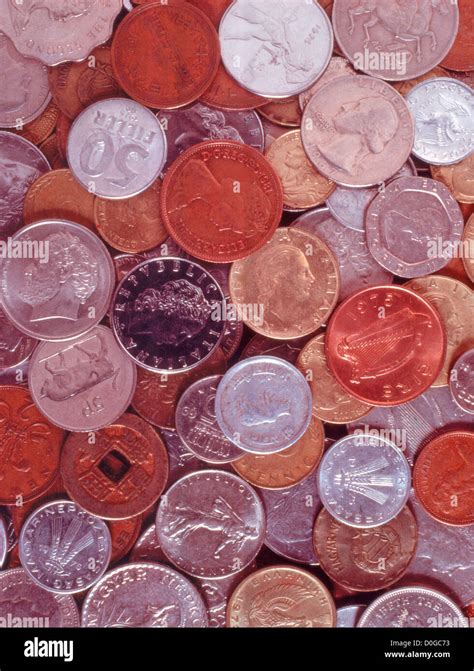 Coins From Different Countries Stock Photo Alamy