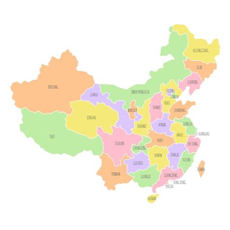 Mapa Pol Tico De China Bajo Detallado Vector Premium