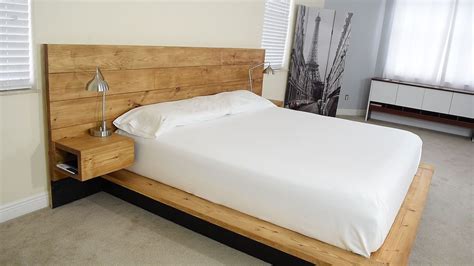 This gorgeous piece will add just the modern look your room needs. DIY Platform Bed With Floating Night Stands | Wood bed frame diy, Bed frame plans, Diy platform bed