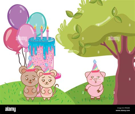 Happy Birthday Animals Party Stock Vector Image And Art Alamy