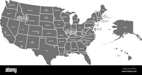 Mapa De Eeuu Cartel De Estados Unidos De América Con Nombres De