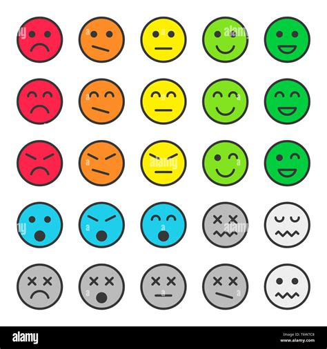 Set Of Colorful Emoticons Faces Icons Vector Illustration Isolated