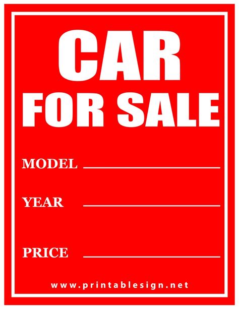 Car For Sale Signs Printable Free Download