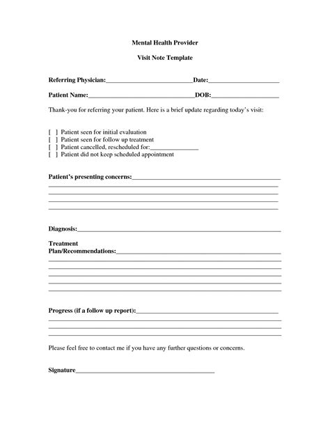 Progress Note Template For Mental Health Counselors