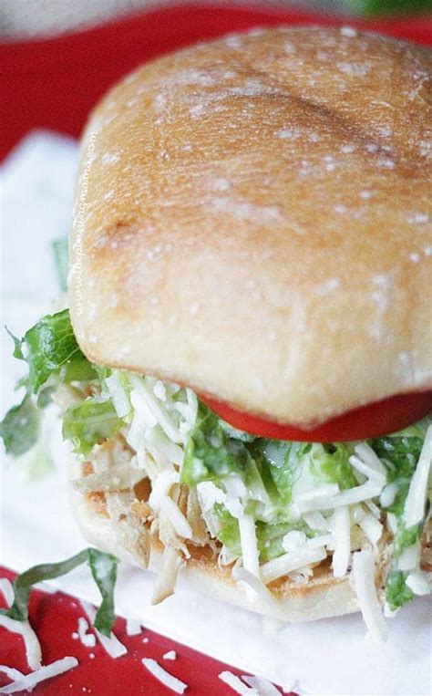Easy Crock Pot Chicken Caesar Sandwich On Ciabatta The Pinning Mama