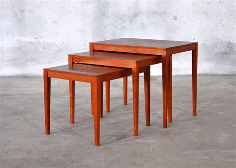 Vintage 3pc bentwood nesting tables mid century modern wormley/probber era. SELECT MODERN: Danish Modern Teak Nesting Tables & Side Table