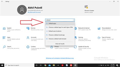As soon as it pops up the search field, you can immediately start typing. How to change Default Program in Windows 10