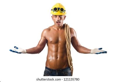 Naked Construction Worker On White Stock Photo 121135780 Shutterstock