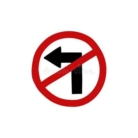 No Left Turn Sign Doodle Icon Vector Color Line Illustration Stock