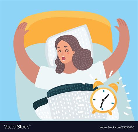 A Drawing Girl Waking Up With An Alarm Royalty Free Vector
