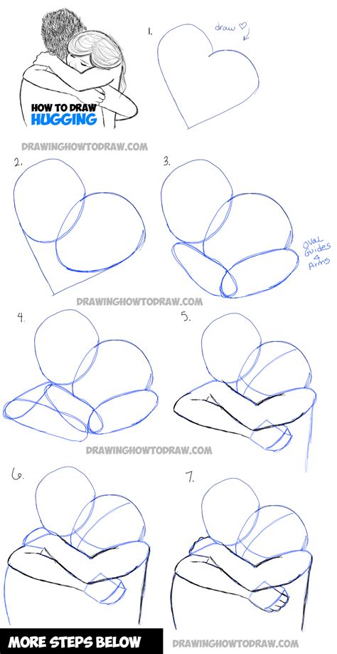 How To Draw Two People Hugging Drawing Hugs Step By Step Drawing